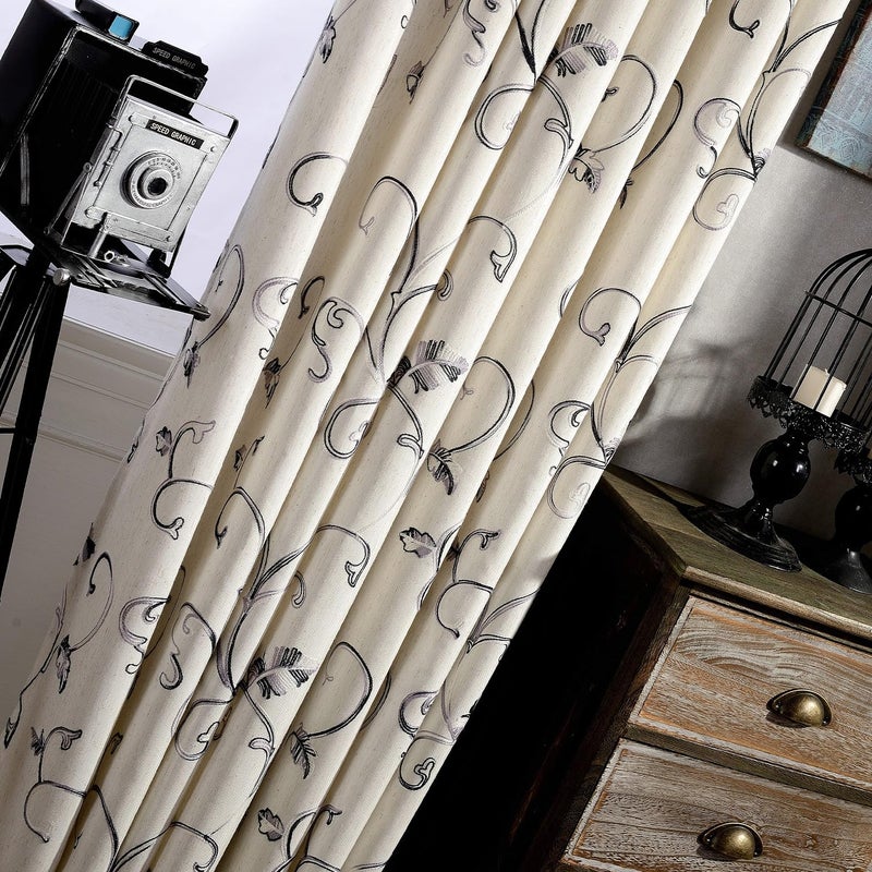 VOGOL 2 Panels Ultra Sleep Vines Embroidered Curtains 84 inches Long, Window Curtain Panels for Living Room & Bedroom, 52 x 84 Inch, Grey - Image 4